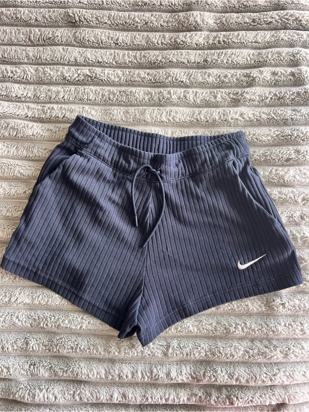 SOLD Nike Women's Drawstring Ribbed Athletic Shorts Black Sz S/XS